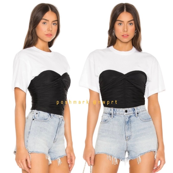 Alexander Wang Tops - ALEXANDER WANG Ruched Bodycon Sweetheart Bustier Top Blouse Shirt Black XS